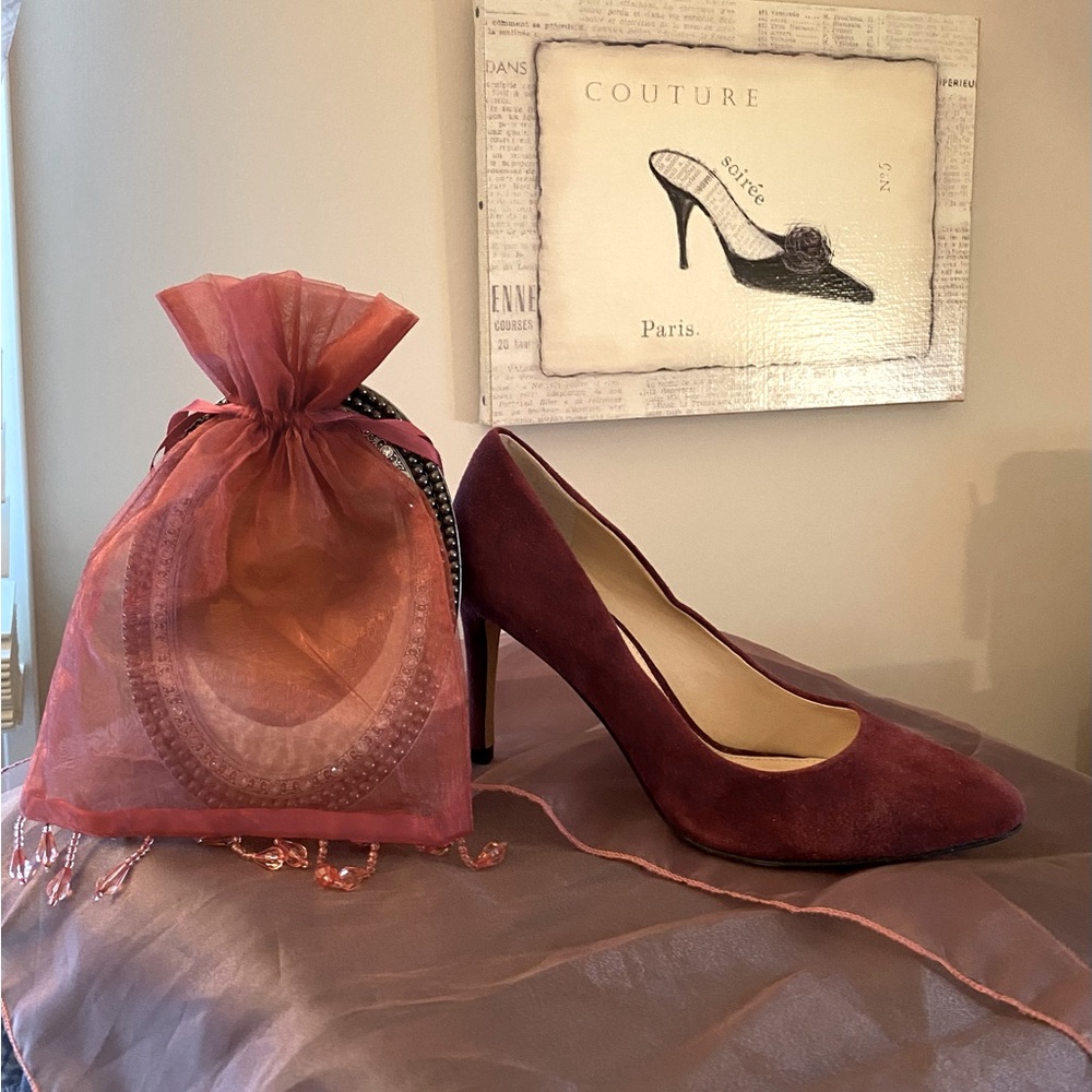 Vince Camuto Burgundy Suede Pumps